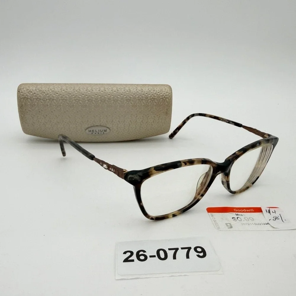 Helium Paris 4310 Marble Eyeglasses Frames 52-16-135 Case Rhinestone Temple